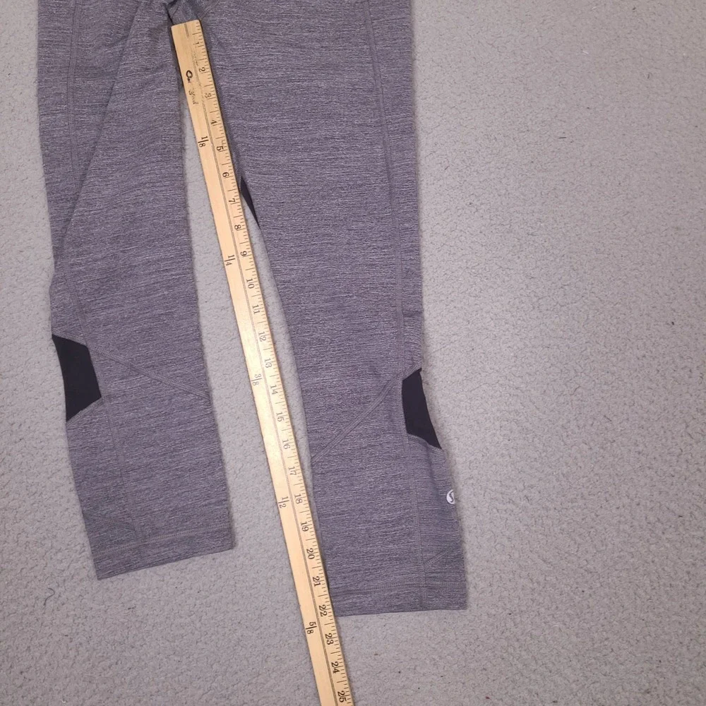Lululemon Pace‎ Rival Crop Leggings Size 4 Heathered Gray Black Activewear